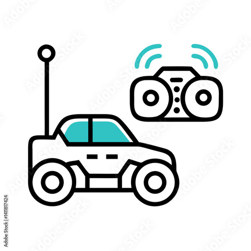 Remote Control Car Icon Representing Electronic Toy and Wireless Vehicle Play