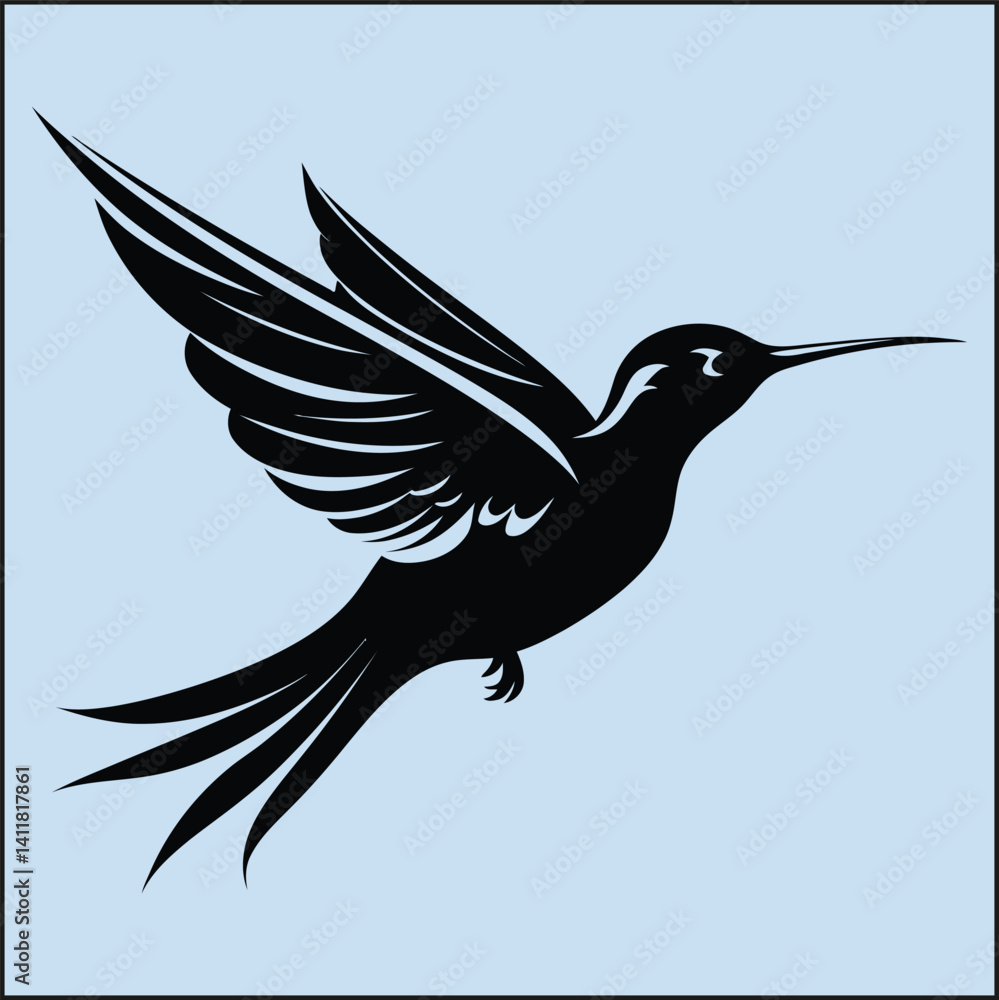 Fototapeta premium Silhouette of a Hummingbird, Bird 