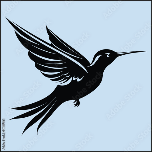 Silhouette of a Hummingbird, Bird
