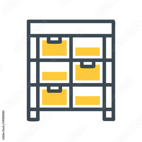 Shelving Unit Icon Representing Multi-Tier Organization and Vertical Storage