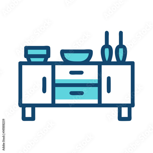 Sideboard Icon Representing Dining Room Storage and Buffet Furniture