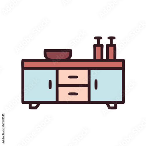 Sideboard Icon Representing Dining Room Storage and Buffet Furniture