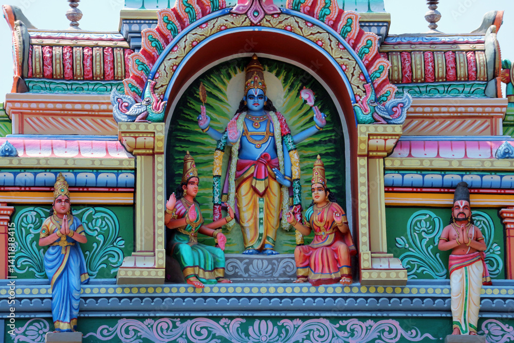 Sculpture of Vishnu or Narayana on a Hindu temple in India. Sculpture of Vishnu or Narayana on a Hindu temple in India.