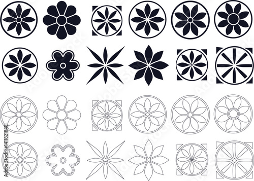stunning collection of 24 meticulously crafted floral and geometric design elements!  Perfect for crafting unique projects, these versatile shapes offer endless possibilities for DIY enthusiasts, scra