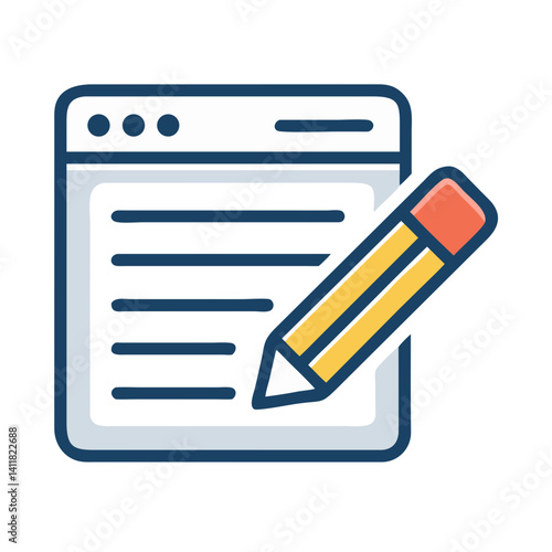 Webpage with Pencil Icon Representing Online Form and Digital Editing