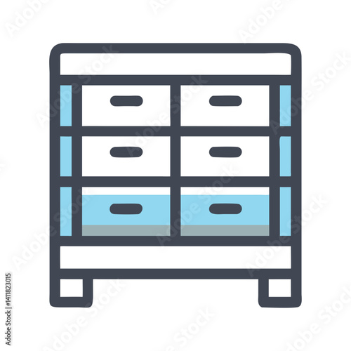 Wide Dresser Icon Representing Multiple Drawer Storage Furniture