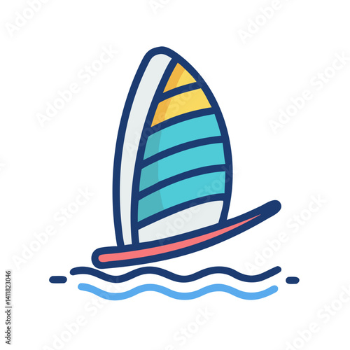 Windsurf Board Icon Representing Water Sports and Outdoor Recreation