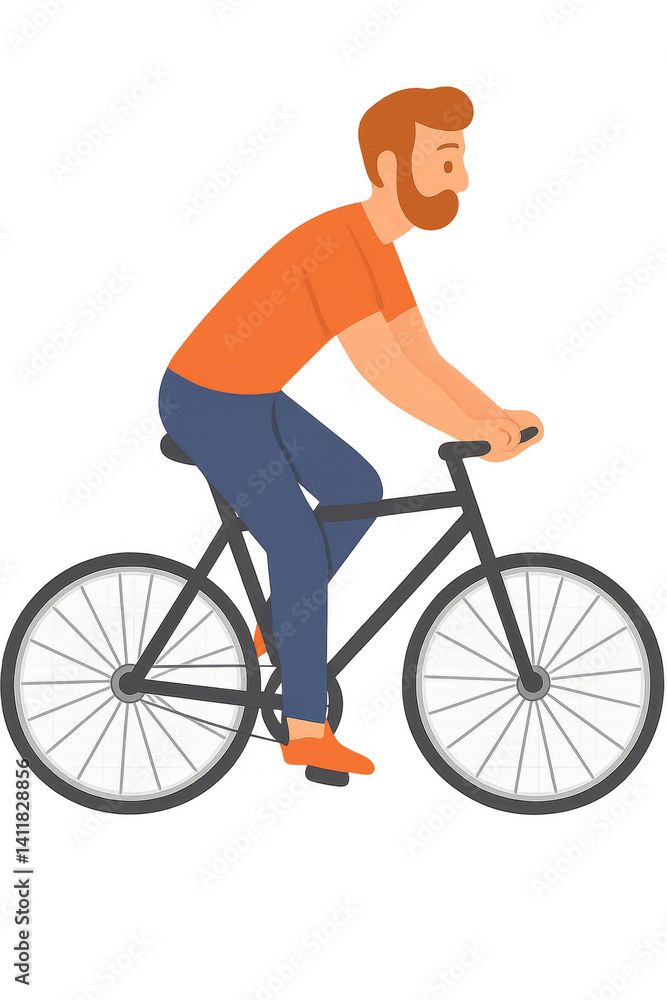 Man Riding Bicycle – Flat Style Illustration Promoting Healthy and Eco-Friendly Lifestyle Man Riding Bicycle – Flat Style Illustration Promoting Healthy and Eco-Friendly Lifestyle