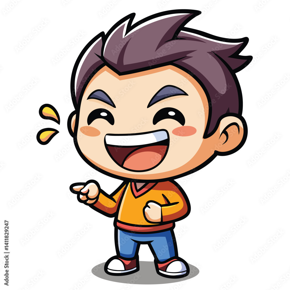 Happy cartoon boy pointing Happy cartoon boy pointing