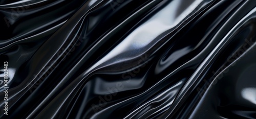 Black glossy fabric texture