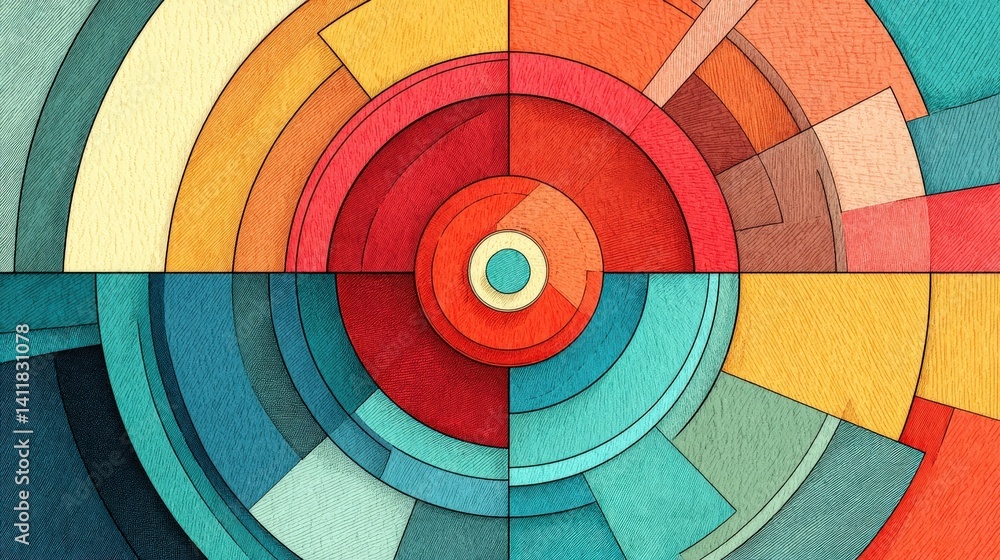 Vibrant Geometric Abstract Art with Circular Forms and Colorful Tones in Modern Design Aesthetic Vibrant Geometric Abstract Art with Circular Forms and Colorful Tones in Modern Design Aesthetic