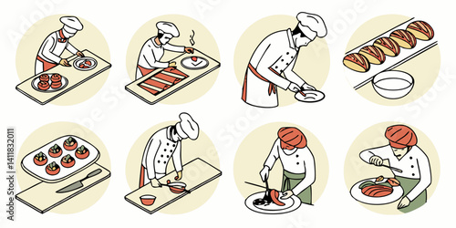 Chef Cooking Food Recipe Step-by-Step Illustrated Food Preparation Guide