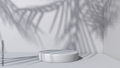 Background rendering with 3d podium and wall scene abstract background. 3D illustration, 3D rendering	