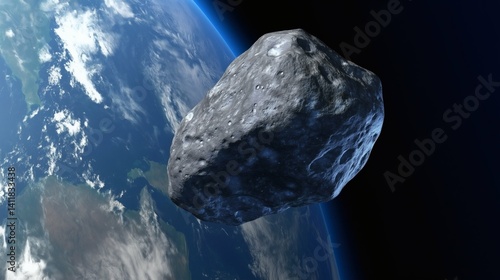Obraz na płótnie Asteroid hovering near Earth atmosphere, ideal for astronomy visuals and space documentaries w salonie