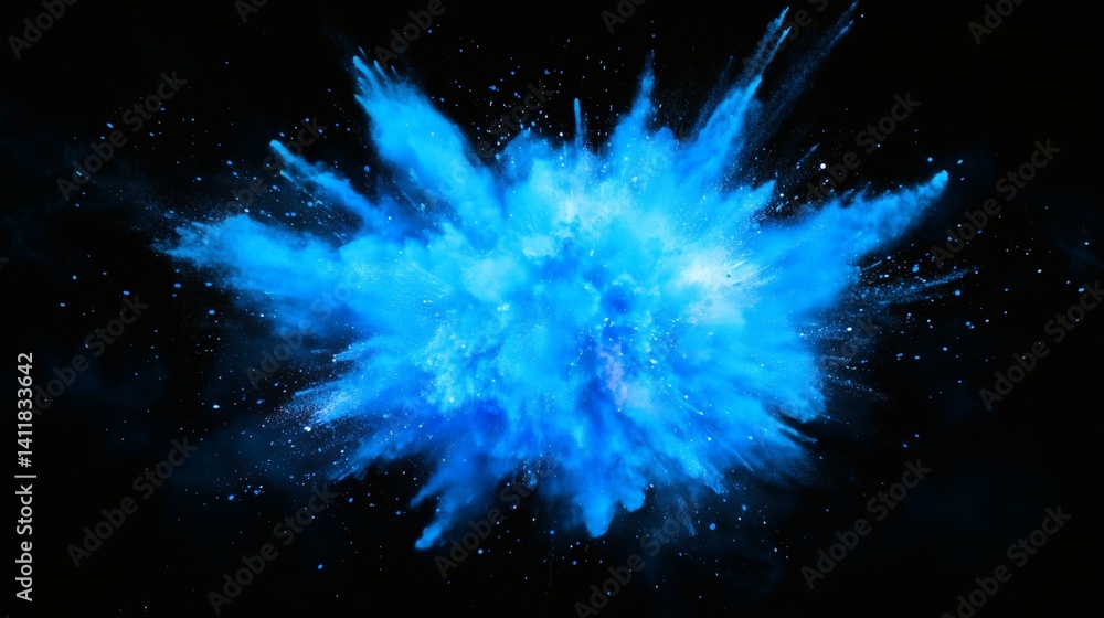Blue Powder Explosion on Black Background