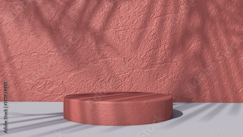 Background rendering with 3d podium and wall scene abstract background. 3D illustration, 3D rendering	