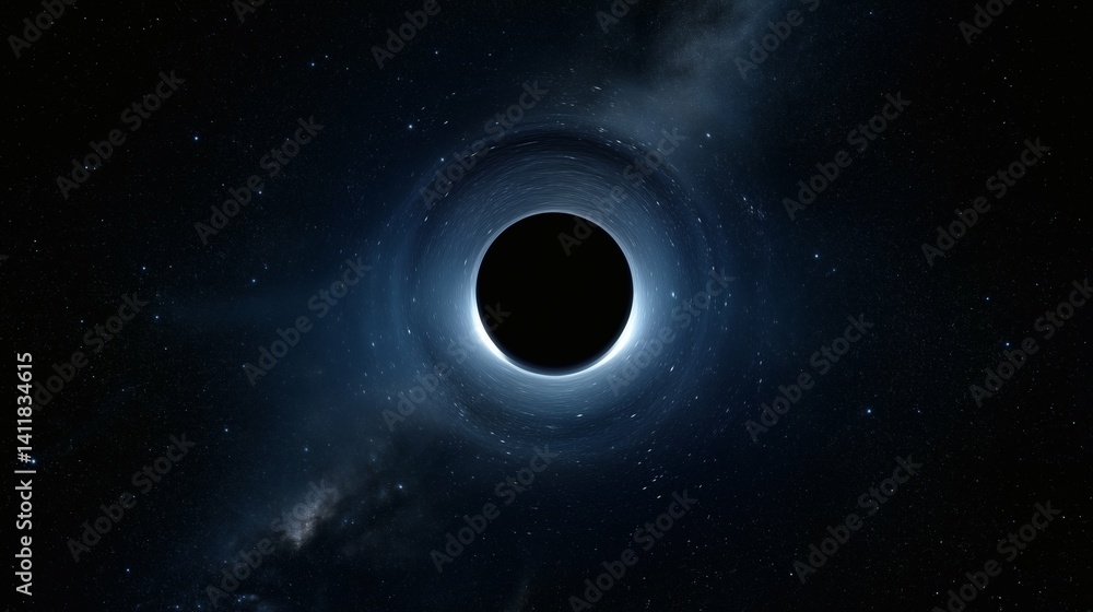 Deep space black hole illustration perfect for science, astronomy, and space content
