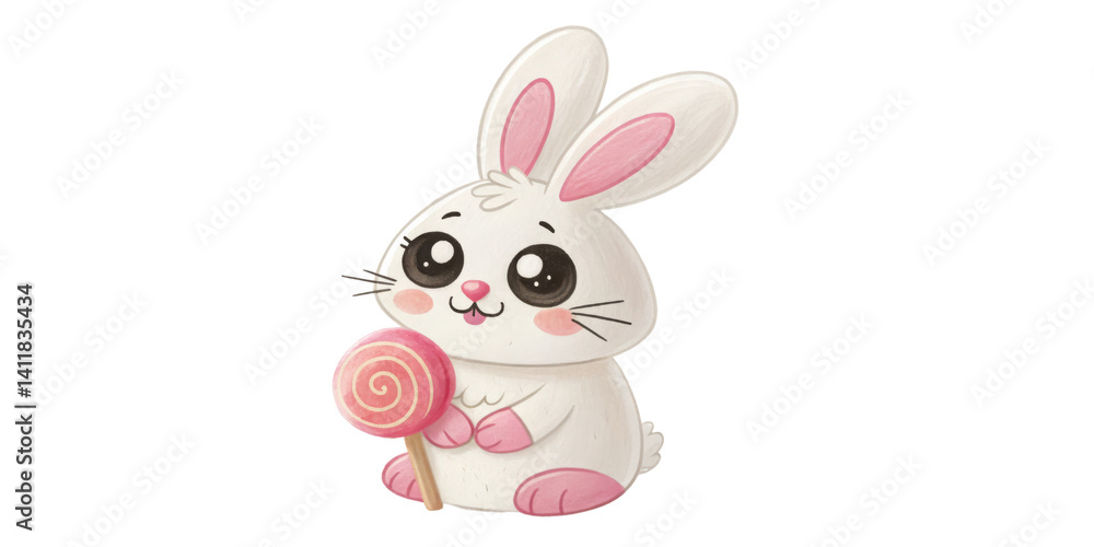 Cute Bunny with Lollipop Digital Painting, Isolated on Transparent Background, illustration, children's art, Bunny, Rabbit, Clipart Cute Bunny with Lollipop Digital Painting, Isolated on Transparent Background, illustration, children's art, Bunny, Rabbit, Clipart