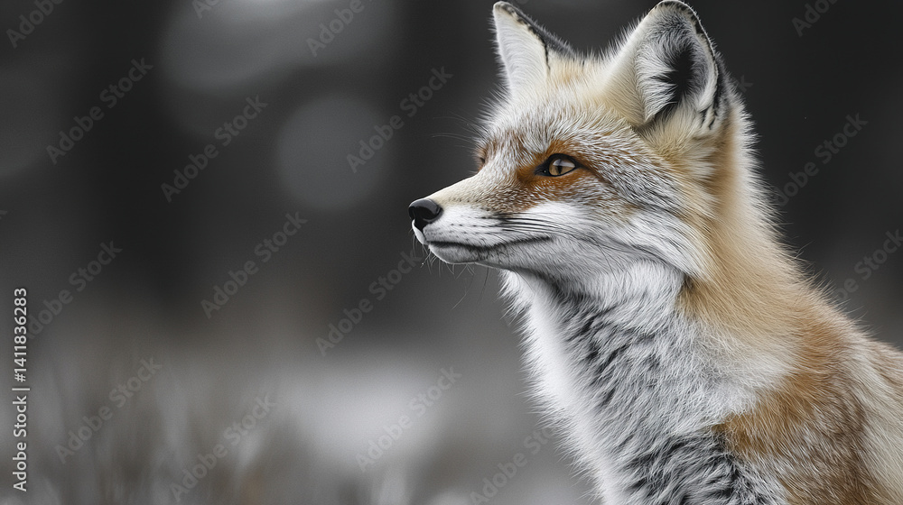 Obraz premium fox gazes intently in dramatic wildlife scene