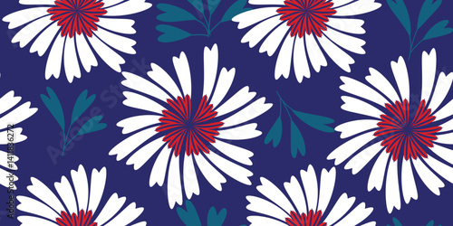 African ethnic traditional Blue pattern. seamless beautiful Kitenge, chitenge, dutch wax style. fashion design in colorful. white botanical abstract motif. floral Ankara prints, African wax prints.