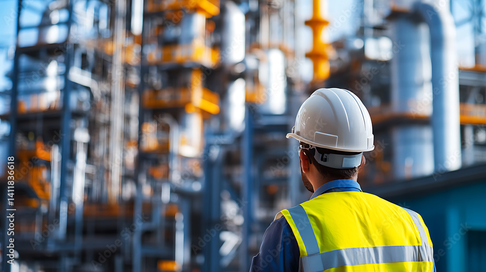 Supervisor checking the operation of a lithium processing plant. Featuring operational monitoring Supervisor checking the operation of a lithium processing plant. Featuring operational monitoring