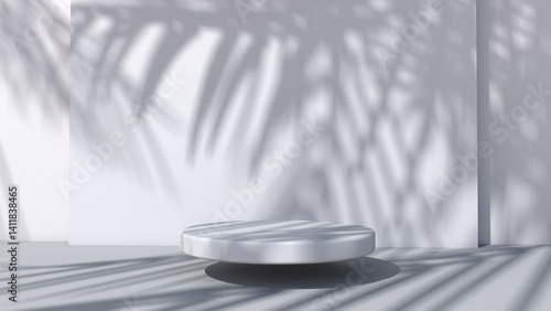 Background rendering with 3d podium and wall scene abstract background. 3D illustration, 3D rendering	