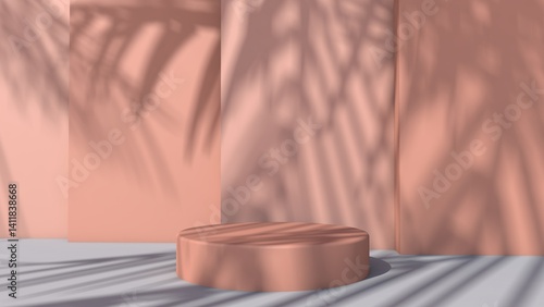 Background rendering with 3d podium and wall scene abstract background. 3D illustration, 3D rendering	