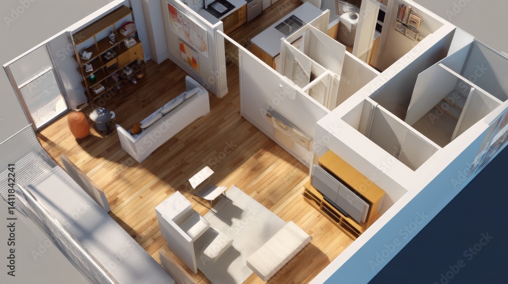 3d interior rendering furnished home apartment