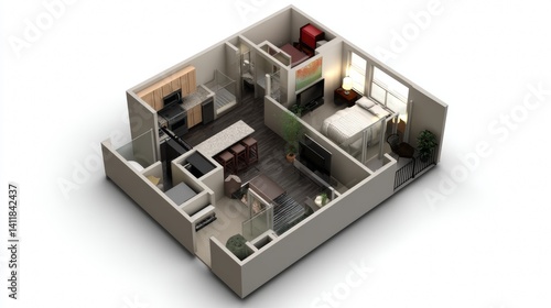Obraz na płótnie 3d interior rendering furnished home apartment w salonie
