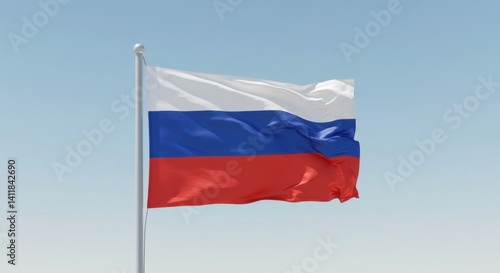 Free Download Waving Russian Flag Against a Clear Blue Sky: A Stunning Display of National Pride and Identity - GFXLoad
