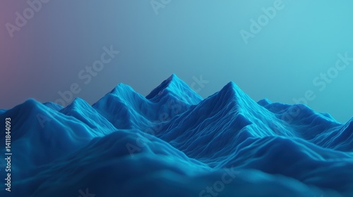 Wallpaper Mural Abstract 3D Mountain Range with Smooth Blue Terrain and Soft Lighting for Background or Wallpaper Use Torontodigital.ca