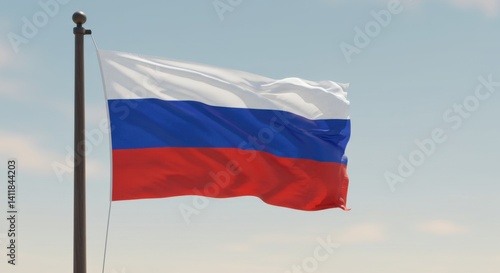 Free Download The Russian Federation National Flag Waving Proudly Under a Clear Sky - GFXLoad
