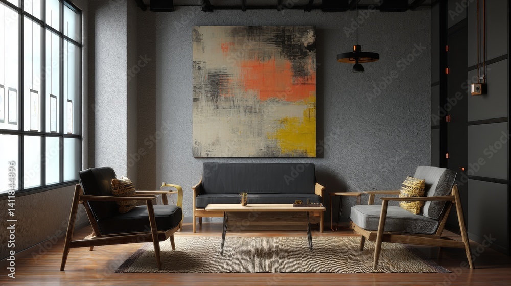 3d mockup frame for art, painting, illustration, wall decoration places at living room