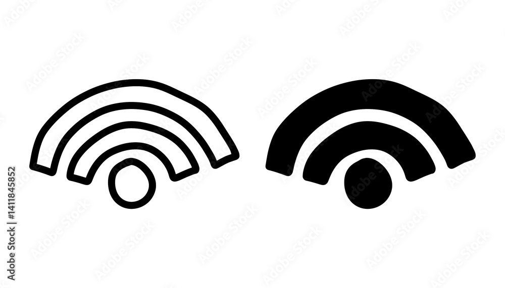 Hand drawn wifi doodle icon set Hand drawn wifi doodle icon set