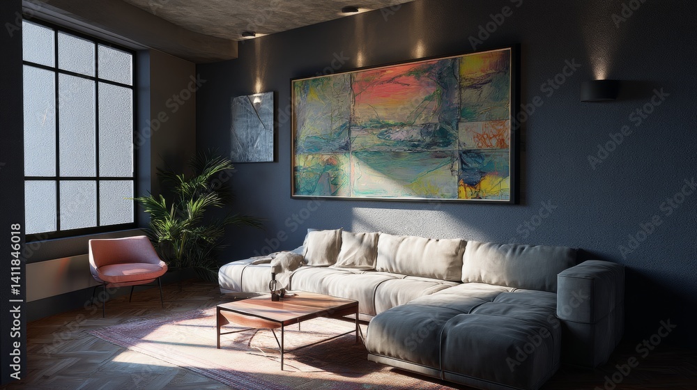3d mockup frame for art, painting, illustration, wall decoration places at living room