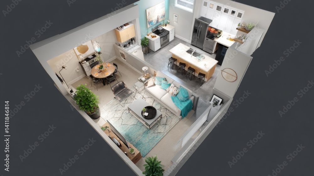 3d rendering of furnished home apartment