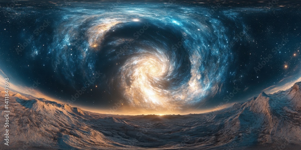 Fototapeta premium Deep Space. Equirectangular Projection of Starry Sky and Nebula