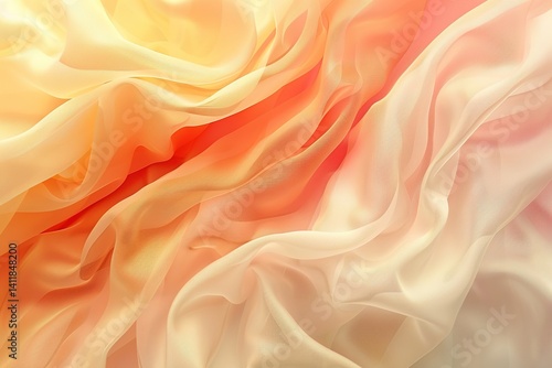 Flowing Abstract Fabric Texture in Warm Orange and Cream Gradient – Soft Wave Background Design