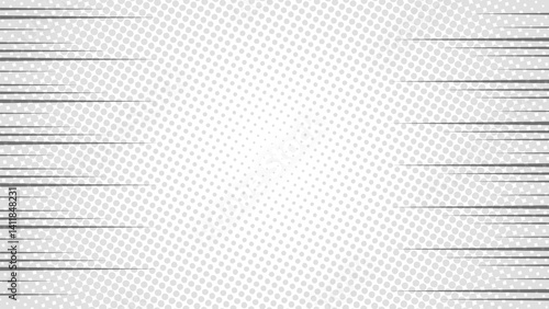 Halftone white background with sharp lines on the right and left. Vector illustration