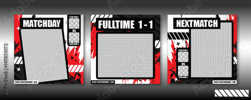 Sport social media post template , Football Match day , Full time , Next match	