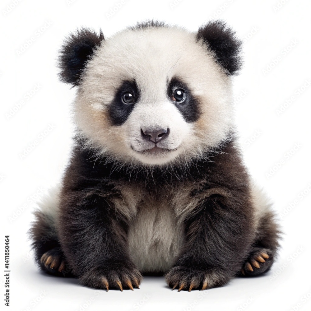 Fototapeta premium Cute baby panda isolated on white background.