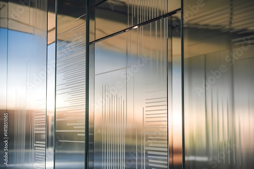 Modern Architectural Glass Panels with Etched Geometric Designs