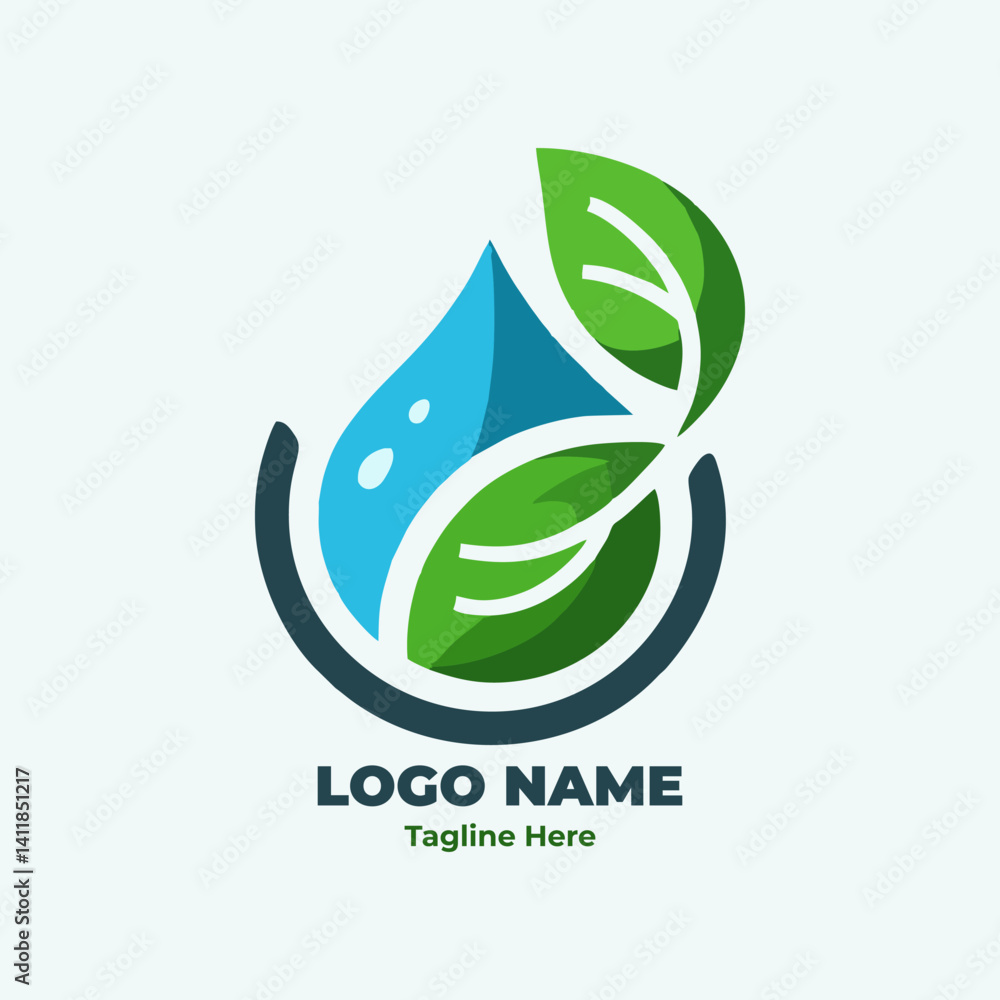 Fototapeta premium Eco friendly sustainability logo for environmental branding using renewable energy biodegradable organic product and green lifestyle