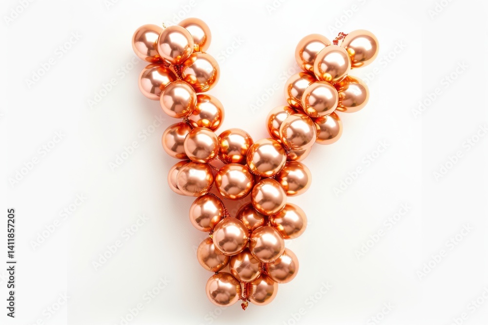 An artistic arrangement of copper-hued balloons forming a unique letter Y, ideal for celebrations and festive events isolated on transparent background An artistic arrangement of copper-hued balloons forming a unique letter Y, ideal for celebrations and festive events isolated on transparent background