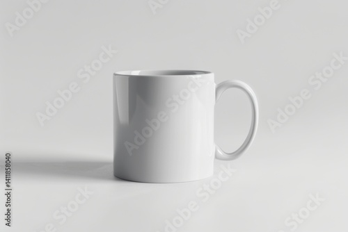 A minimalist white mug set against a soft gray background, perfect for a cozy coffee moment or creative design project isolated on transparent background