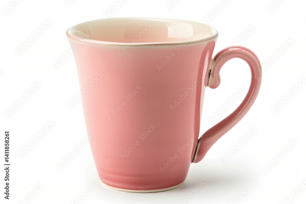 A charming pink ceramic mug rests gracefully on a solid surface, inviting warmth and comfort during a cozy afternoon tea moment isolated on transparent background A charming pink ceramic mug rests gracefully on a solid surface, inviting warmth and comfort during a cozy afternoon tea moment isolated on transparent background