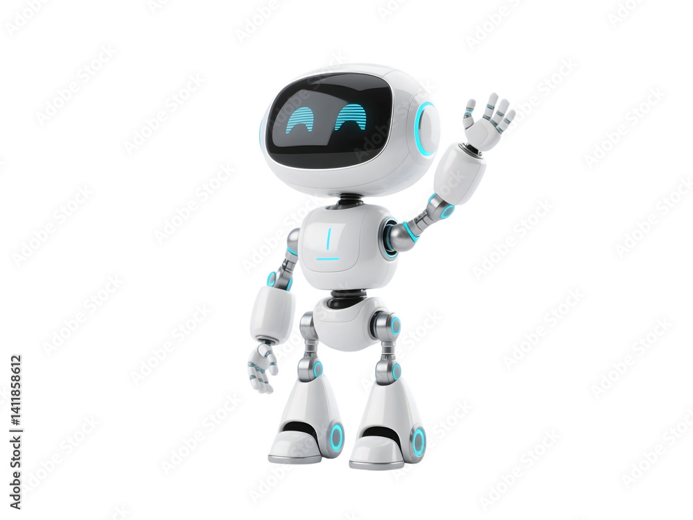 Happy robot. 3d ai character, chat bot mascot isolated on transparent background, GPT chatbot icon. Artificial intelligence, trendy technology, support service, funny automation computer Happy robot. 3d ai character, chat bot mascot isolated on transparent background, GPT chatbot icon. Artificial intelligence, trendy technology, support service, funny automation computer