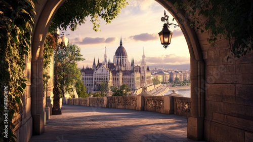 Obraz na płótnie Serene Evening View of the Hungarian Parliament in Budapest w salonie