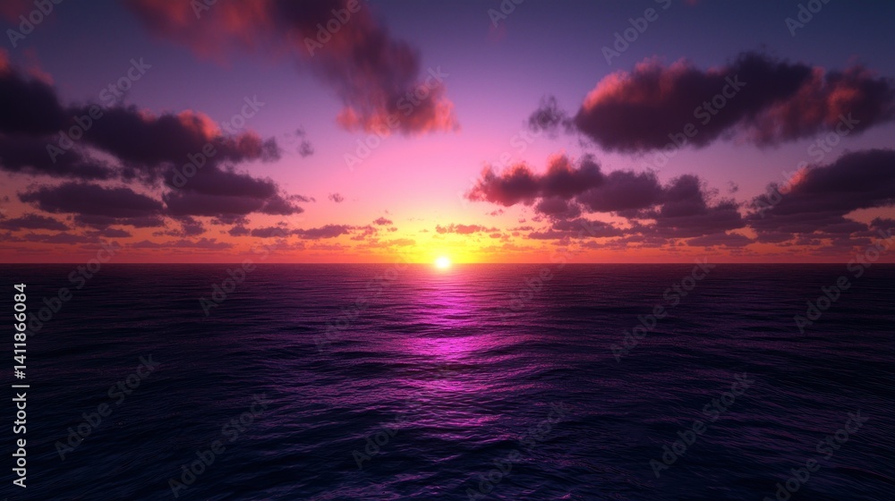 Fototapeta premium Dramatic sunset over calm ocean