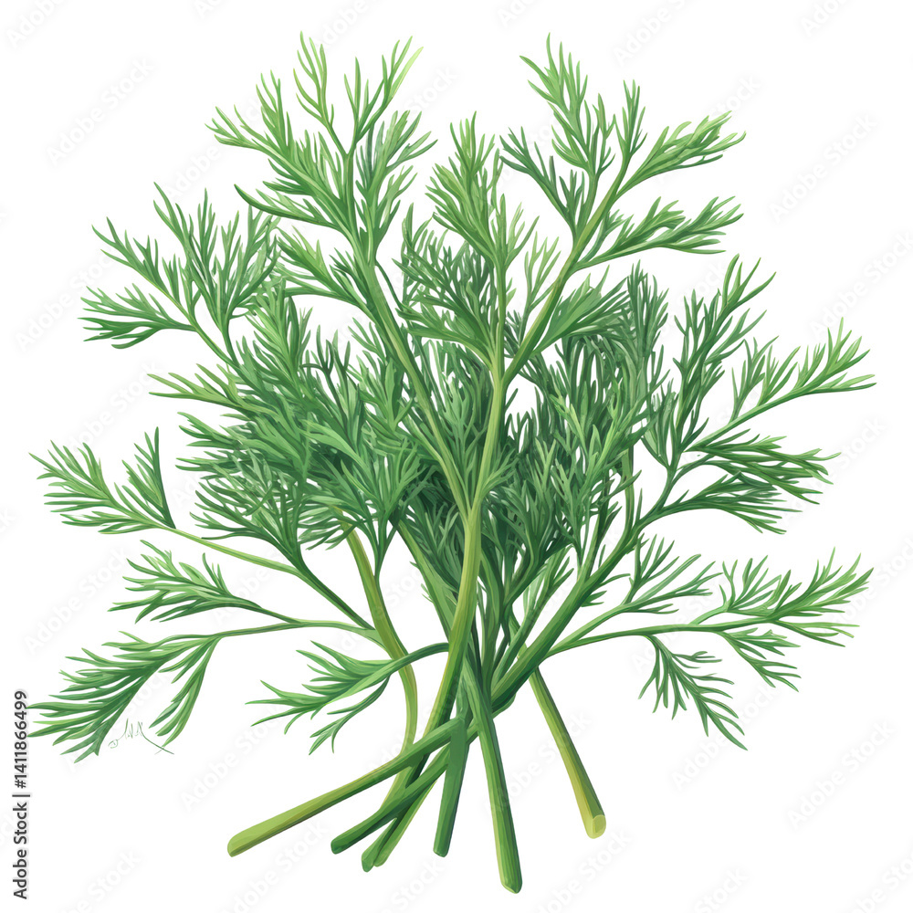 Illustrator transparent dill herb nature botanical art greenery close-up perspective Illustrator transparent dill herb nature botanical art greenery close-up perspective